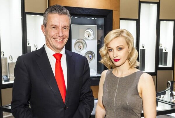 Jaeger-LeCoultre CEO Daniel Riedo and Actress Sarah Gadon  - Vancouver Boutique Opening - GettyImages
